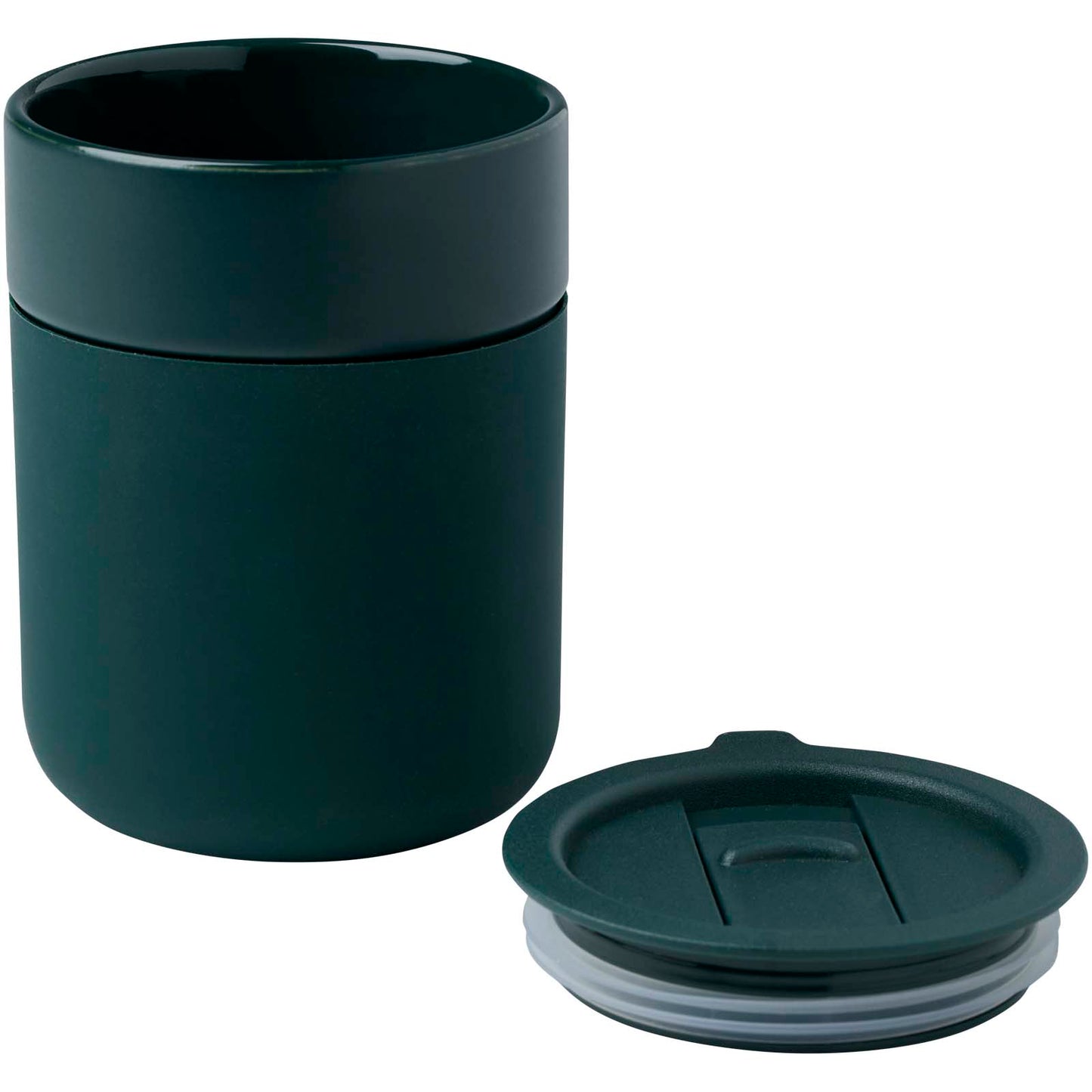 Bicchiere in ceramica con involucro in silicone e coperchio in plastica da 330 ml Java