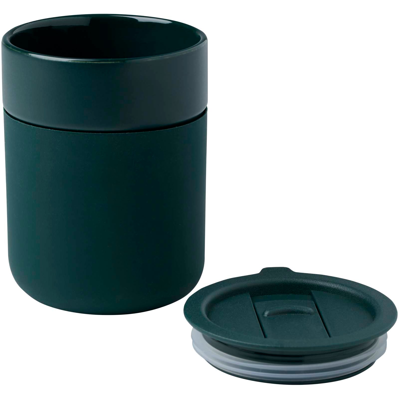 Bicchiere in ceramica con involucro in silicone e coperchio in plastica da 330 ml Java