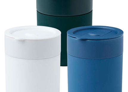 Bicchiere in ceramica con involucro in silicone e coperchio in plastica da 330 ml Java