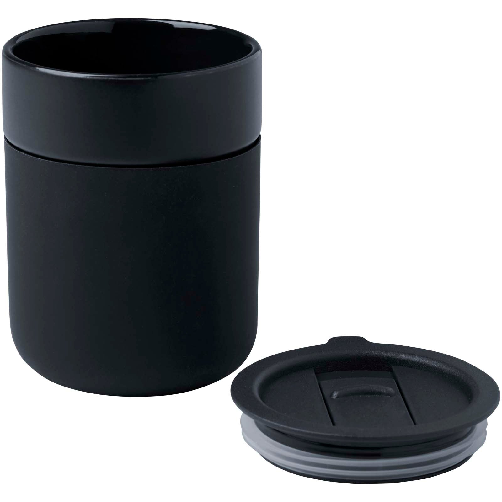 Bicchiere in ceramica con involucro in silicone e coperchio in plastica da 330 ml Java