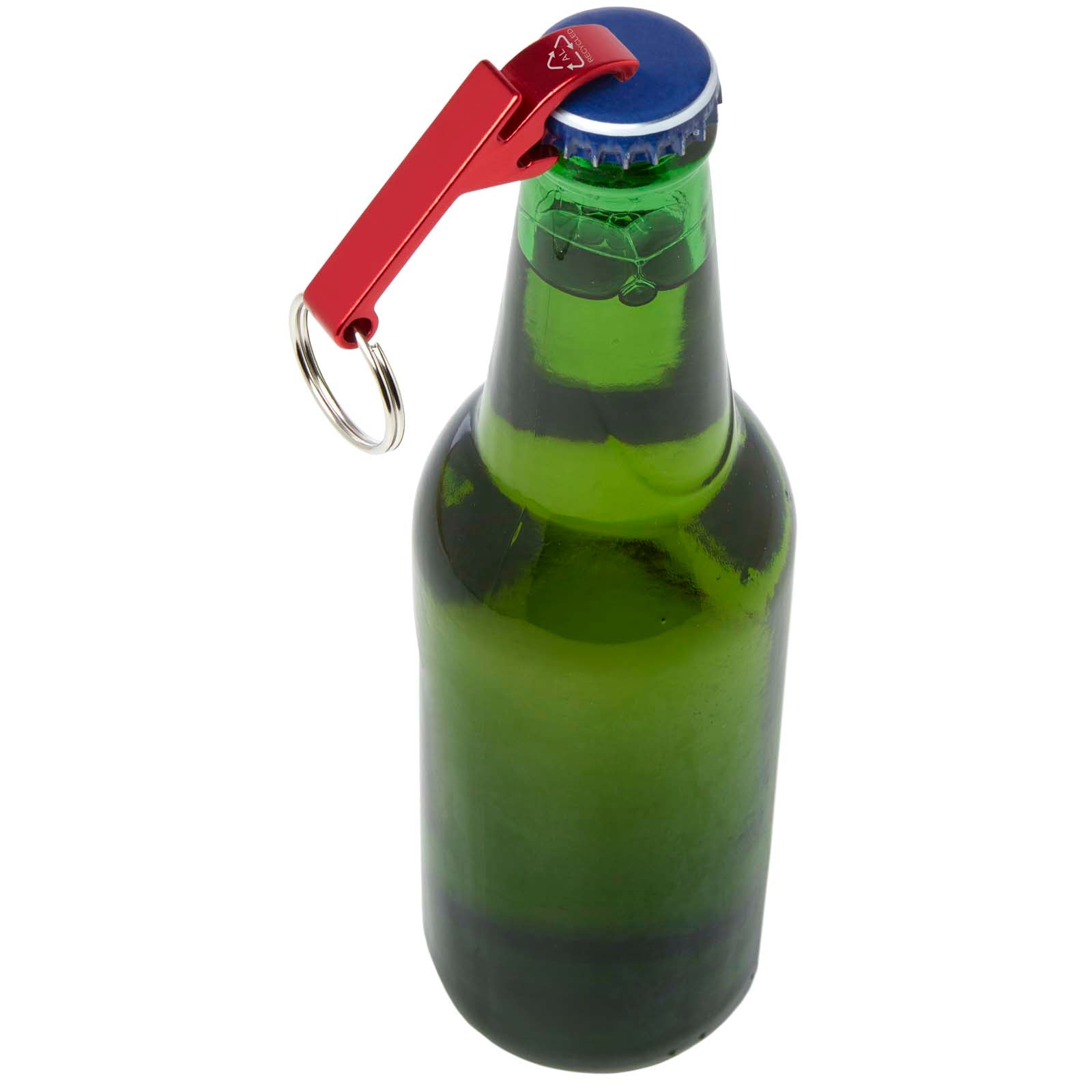 Portachiavi con apribottiglie e apriscatole in alluminio riciclato RCS Tao 