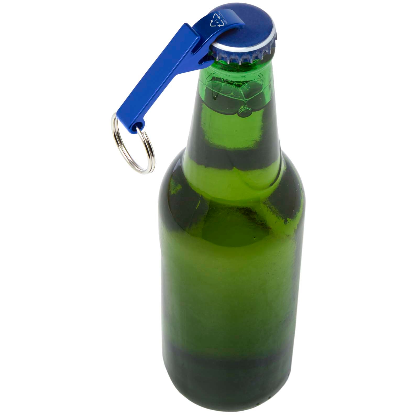 Portachiavi con apribottiglie e apriscatole in alluminio riciclato RCS Tao 