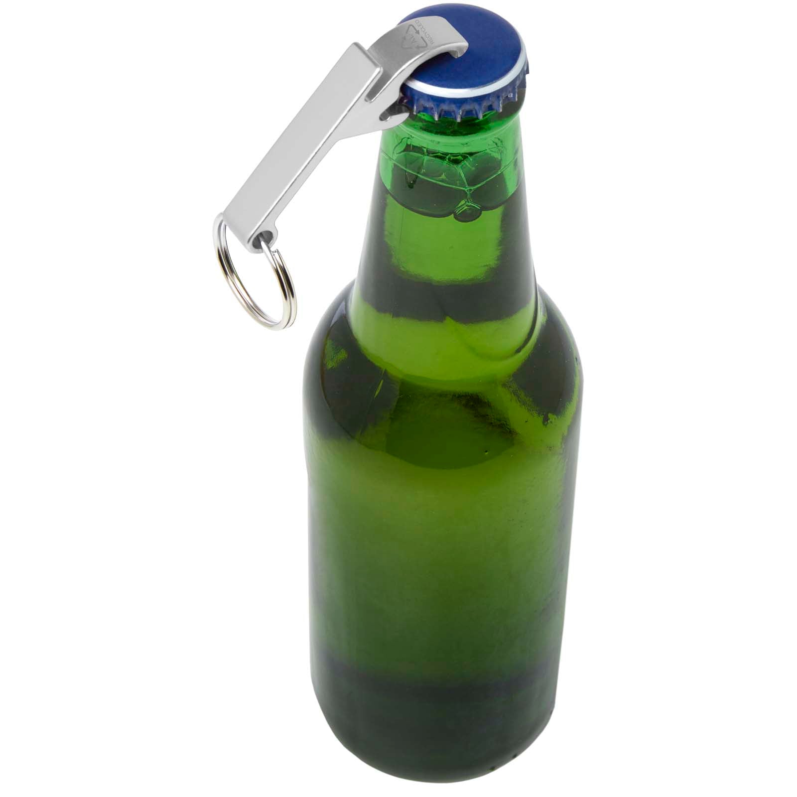 Portachiavi con apribottiglie e apriscatole in alluminio riciclato RCS Tao 