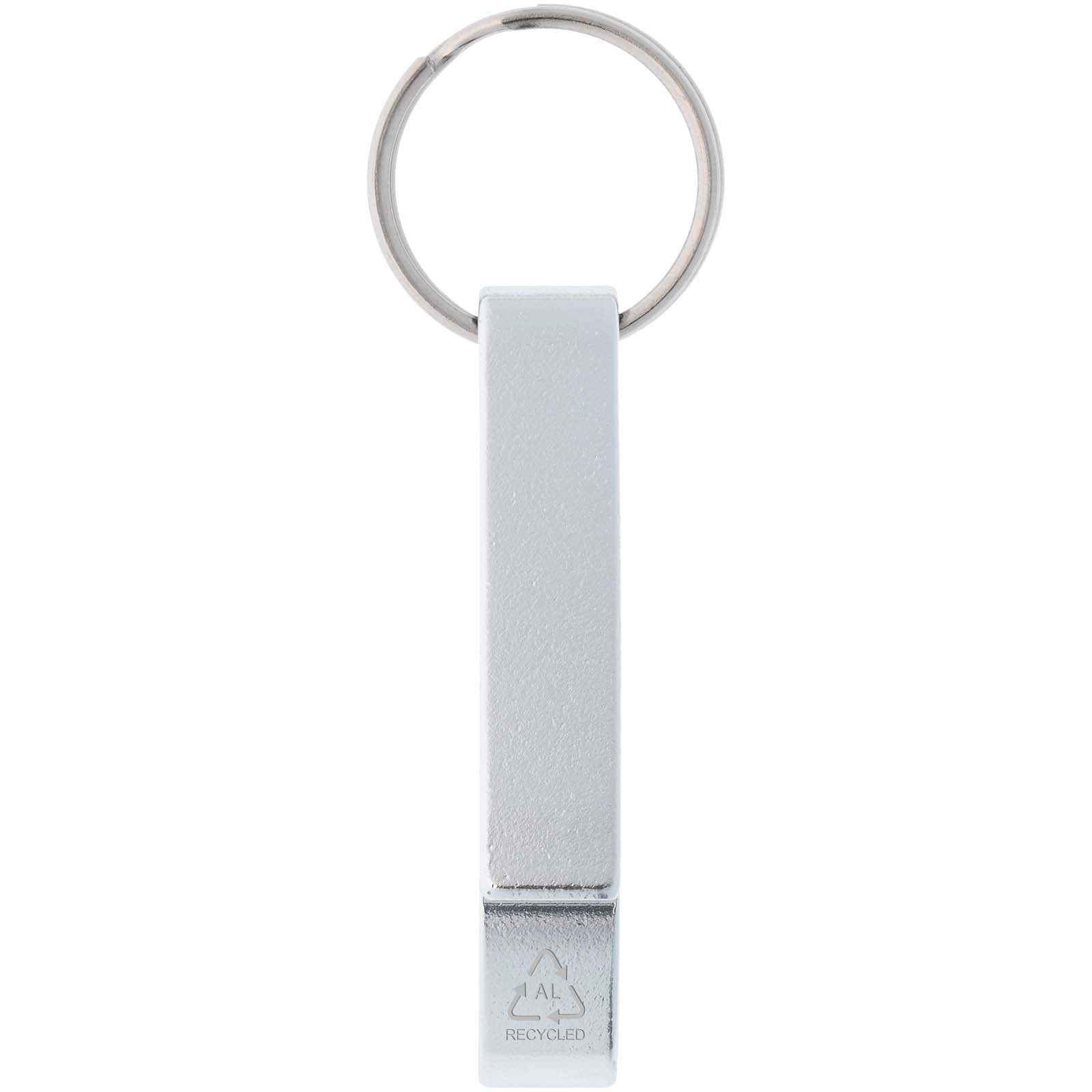 Portachiavi con apribottiglie e apriscatole in alluminio riciclato RCS Tao 