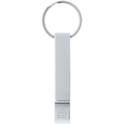 Portachiavi con apribottiglie e apriscatole in alluminio riciclato RCS Tao 