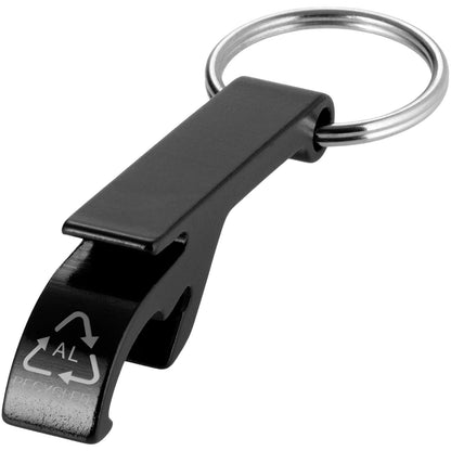 Portachiavi con apribottiglie e apriscatole in alluminio riciclato RCS Tao 