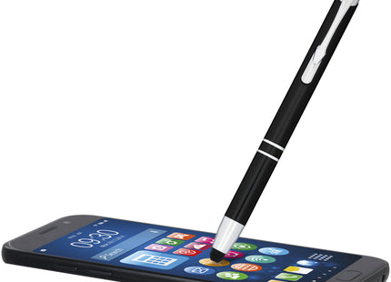Penna a sfera metallica con stylus Moneta (inchiostro blu)