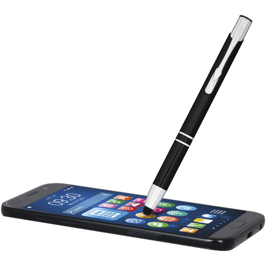 Penna a sfera metallica con stylus Moneta (inchiostro blu)