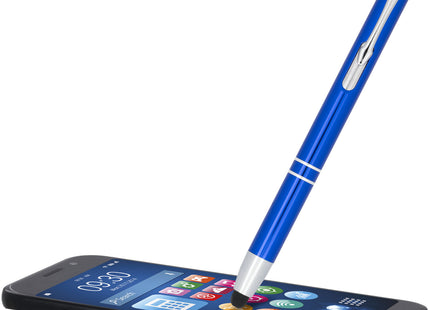 Penna a sfera metallica con stylus Moneta (inchiostro blu)
