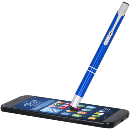 Penna a sfera metallica con stylus Moneta (inchiostro blu)