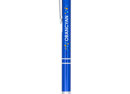 Penna a sfera metallica con stylus Moneta (inchiostro blu)