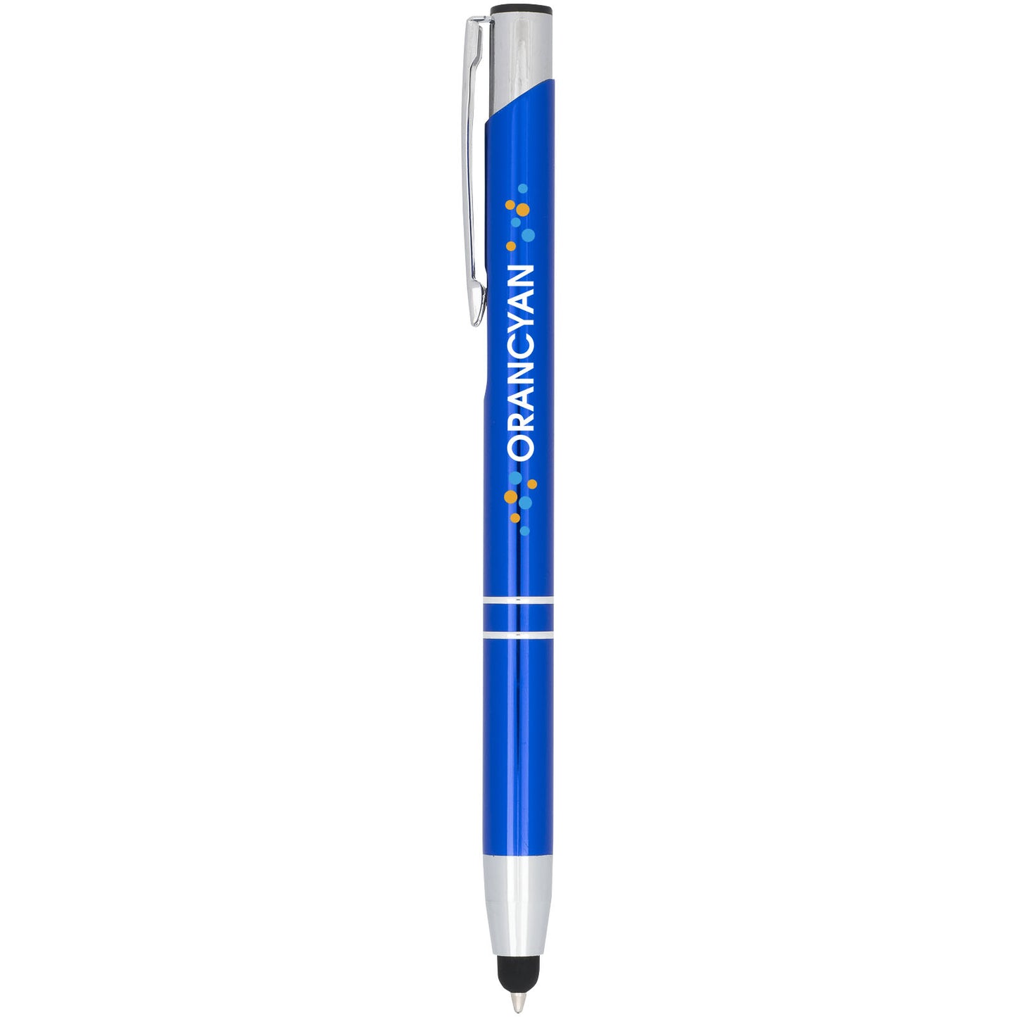 Penna a sfera metallica con stylus Moneta (inchiostro blu)