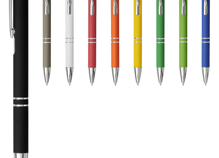Penna a sfera a scatto Moneta soft touch (inchiostro nero)