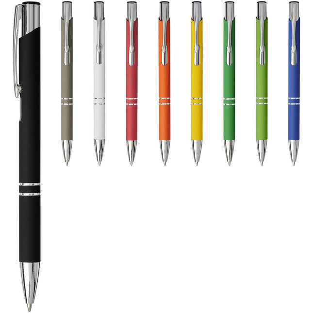Penna a sfera a scatto Moneta soft touch (inchiostro nero)
