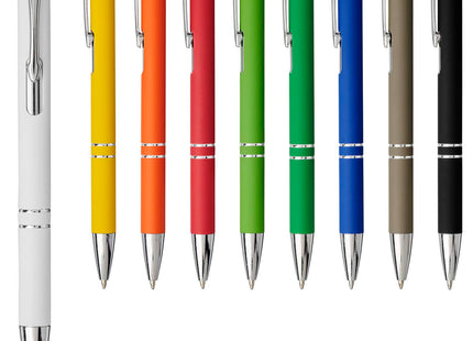 Penna a sfera a scatto Moneta soft touch (inchiostro nero)