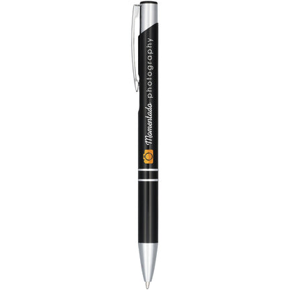 Penna a sfera a scatto Moneta in alluminio anodizzato (inchiostro nero)