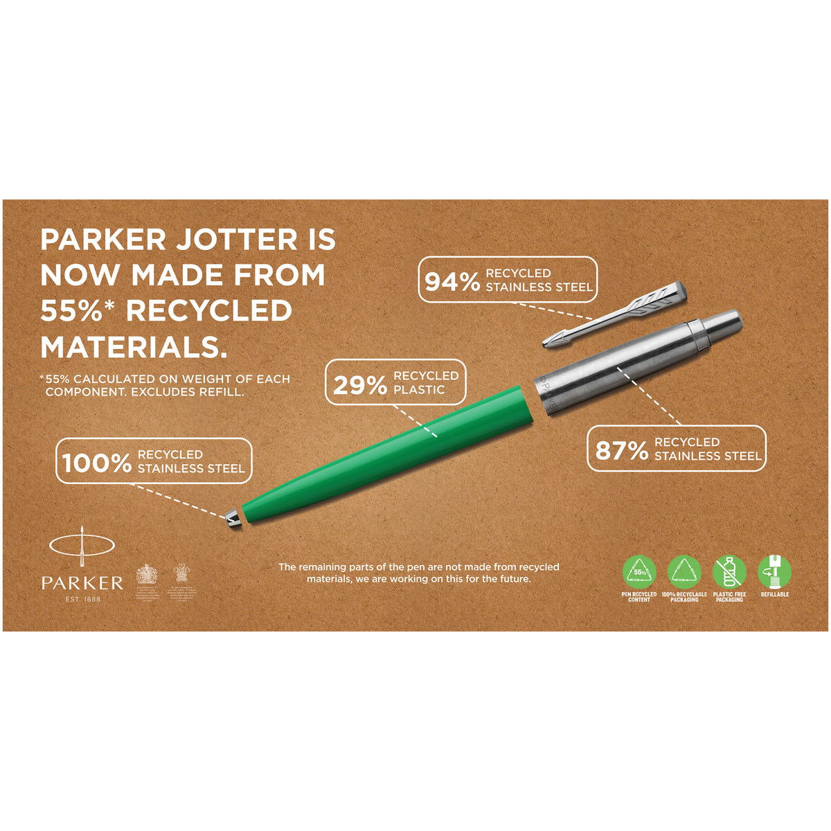 Parker Jotter Acciaio Inox Ss Cromata Finiture Penna a Sfera Parker Jotter Acciaio Inox Ss Cromata Finiture Penna a Sfera