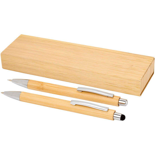Set di penna a sfera e portamina in bambù Oblys (inchiostro nero)