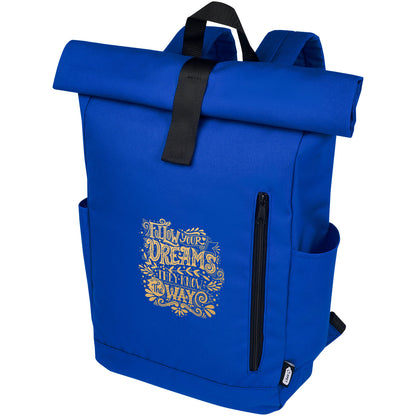 Zaino con chiusura arrotolabile per portatile da 15,6" in PET riciclato certificato GRS Byron 18L