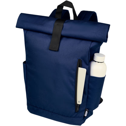 Zaino con chiusura arrotolabile per portatile da 15,6" in PET riciclato certificato GRS Byron 18L