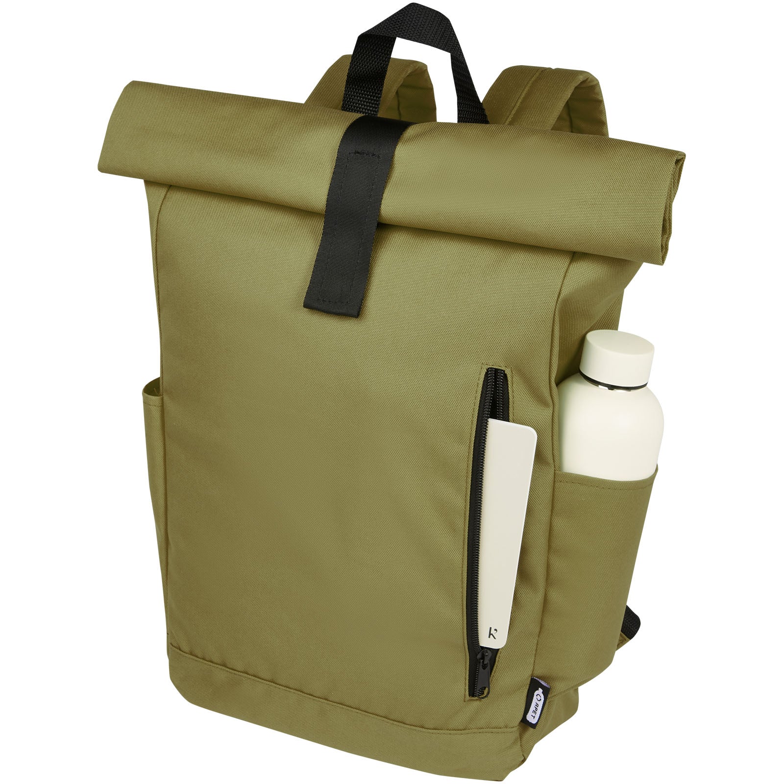 Zaino con chiusura arrotolabile per portatile da 15,6" in PET riciclato certificato GRS Byron 18L