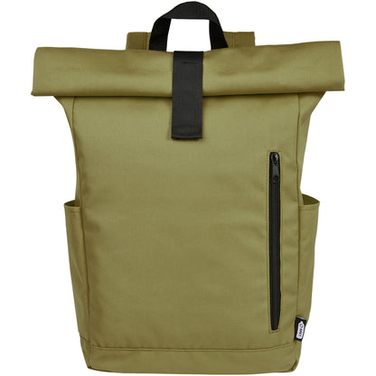 Zaino con chiusura arrotolabile per portatile da 15,6" in PET riciclato certificato GRS Byron 18L