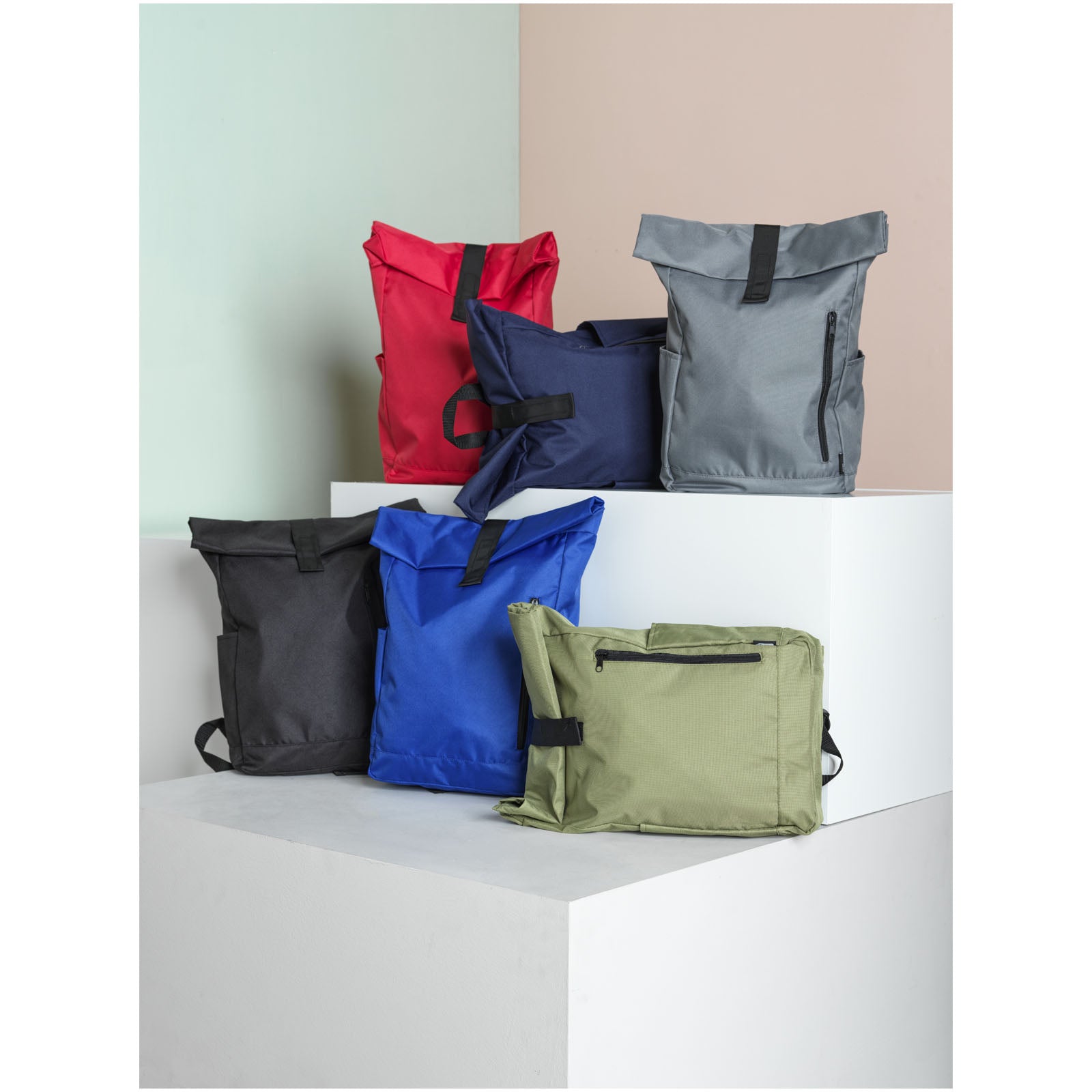 Zaino con chiusura arrotolabile per portatile da 15,6" in PET riciclato certificato GRS Byron 18L