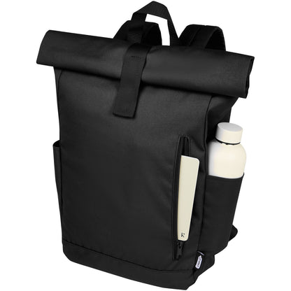 Zaino con chiusura arrotolabile per portatile da 15,6" in PET riciclato certificato GRS Byron 18L