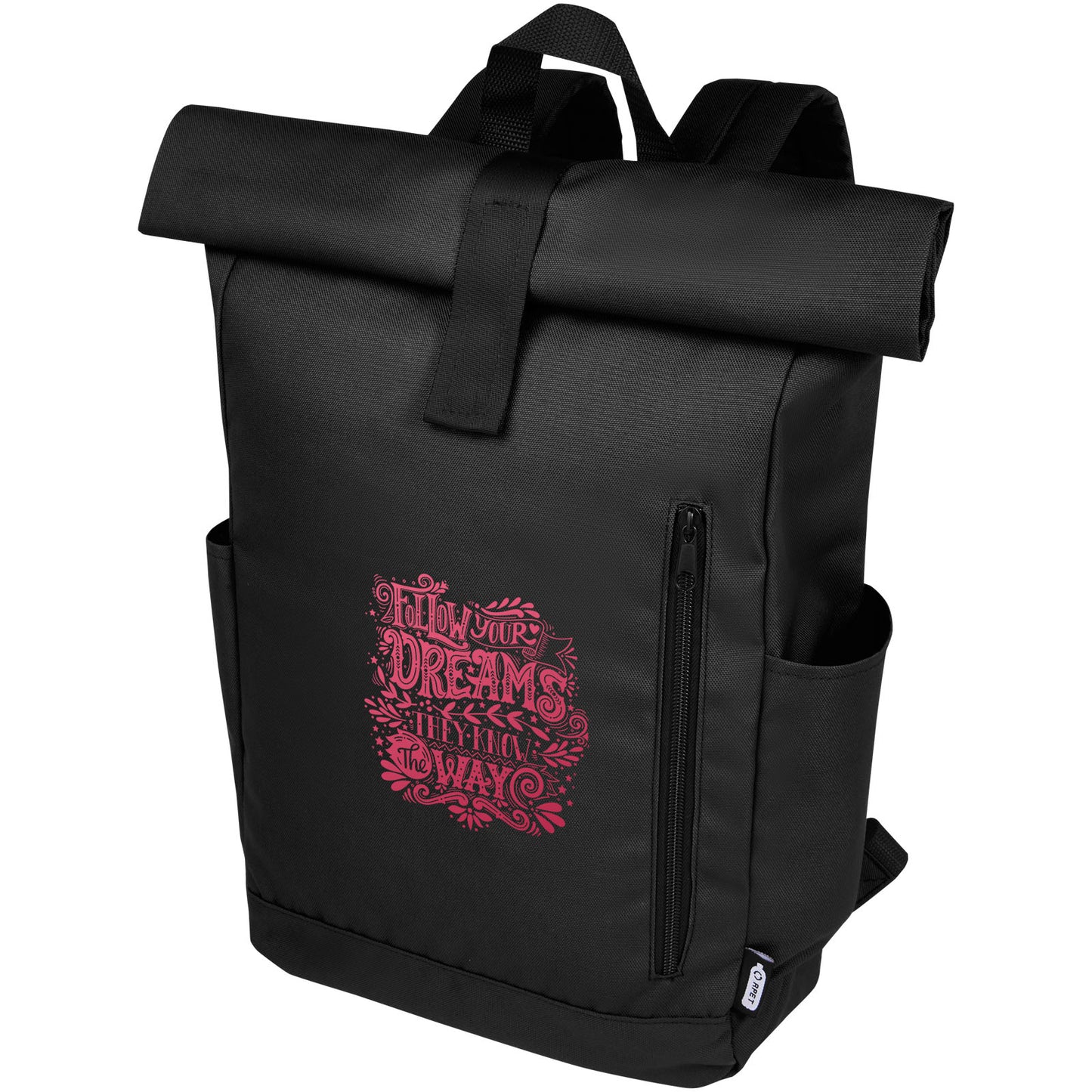 Zaino con chiusura arrotolabile per portatile da 15,6" in PET riciclato certificato GRS Byron 18L