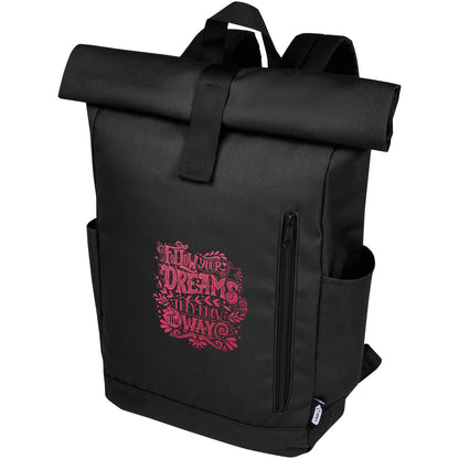 Zaino con chiusura arrotolabile per portatile da 15,6" in PET riciclato certificato GRS Byron 18L