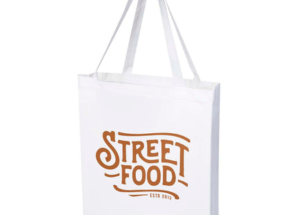 Tote bag a soffietto in cotone riciclato certificato GRS da 140 g/m² Madras