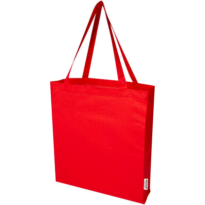 Tote bag a soffietto in cotone riciclato certificato GRS da 140 g/m² Madras