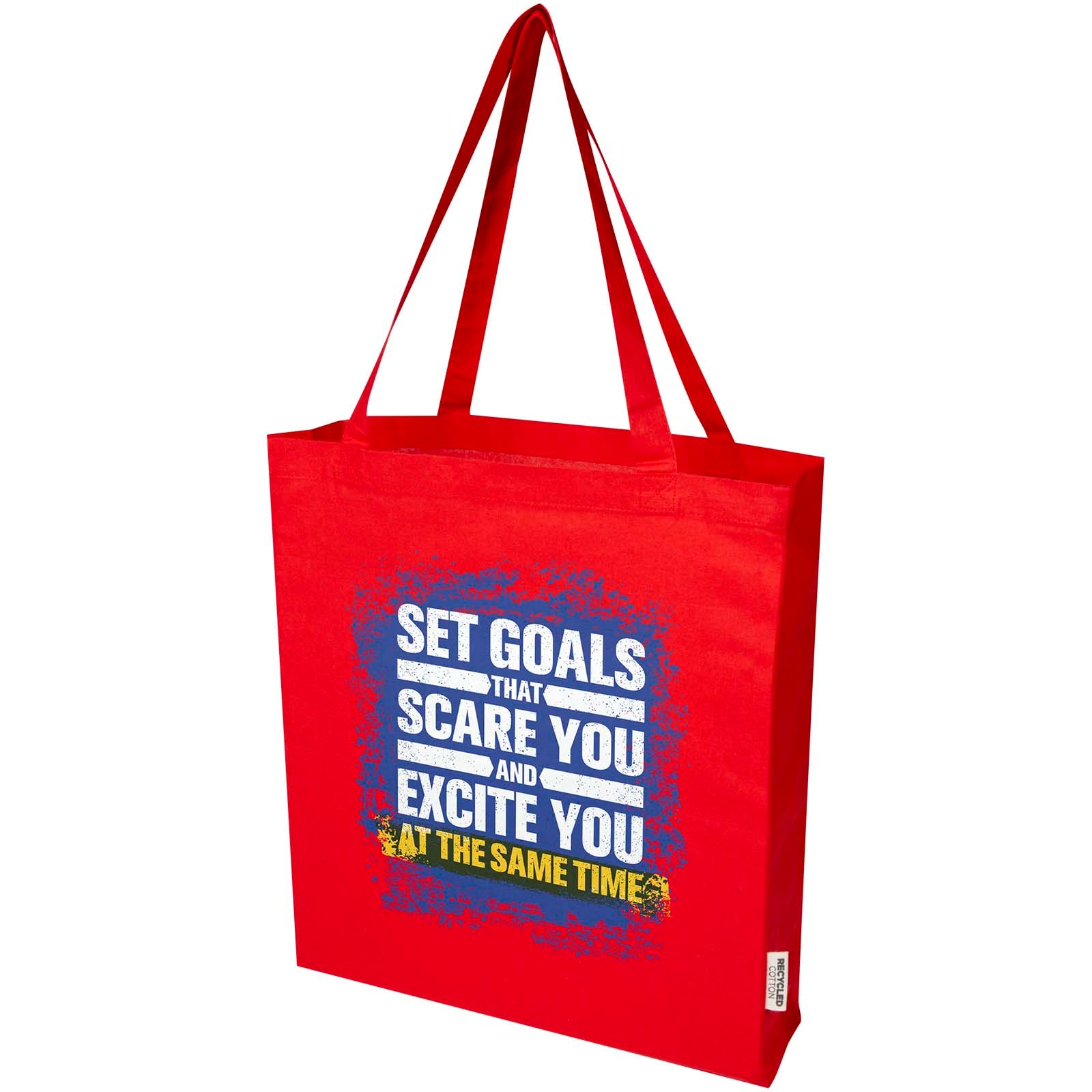Tote bag a soffietto in cotone riciclato certificato GRS da 140 g/m² Madras