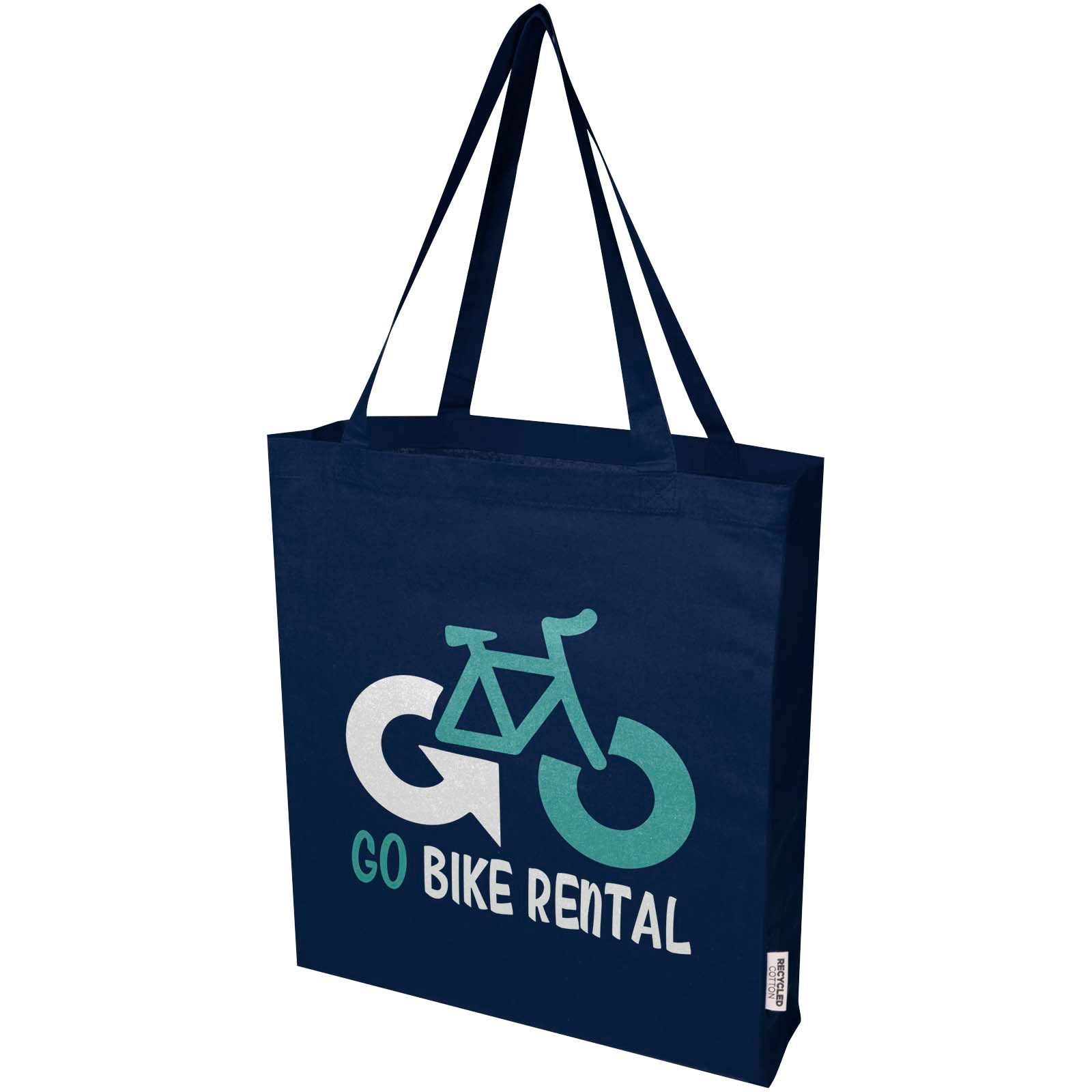 Tote bag a soffietto in cotone riciclato certificato GRS da 140 g/m² Madras