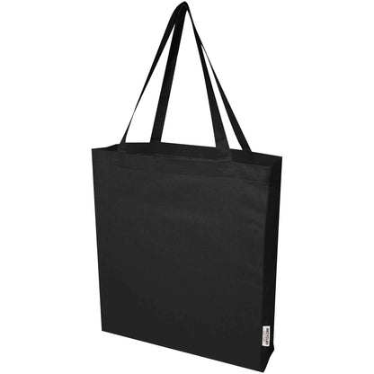 Tote bag a soffietto in cotone riciclato certificato GRS da 140 g/m² Madras