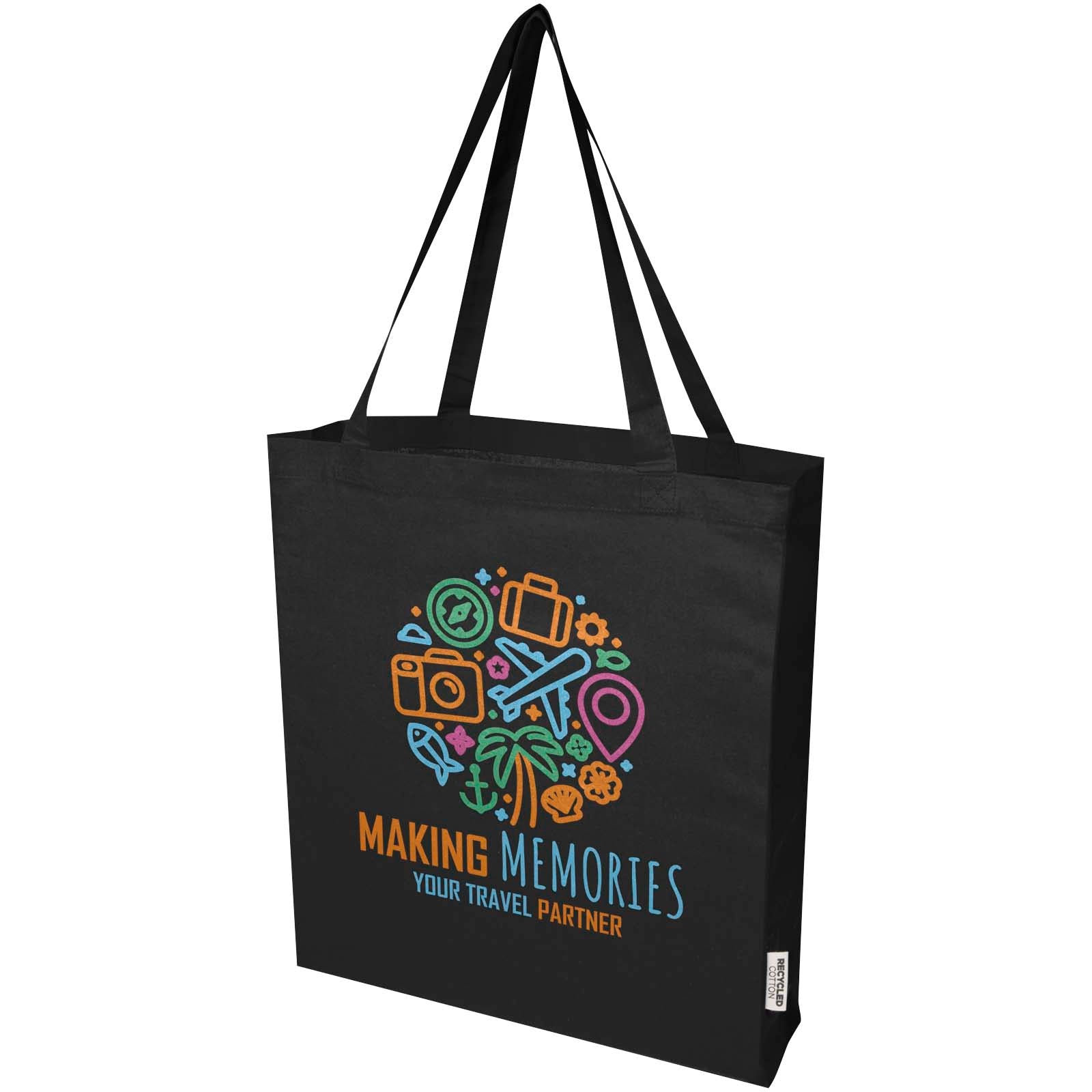 Tote bag a soffietto in cotone riciclato certificato GRS da 140 g/m² Madras