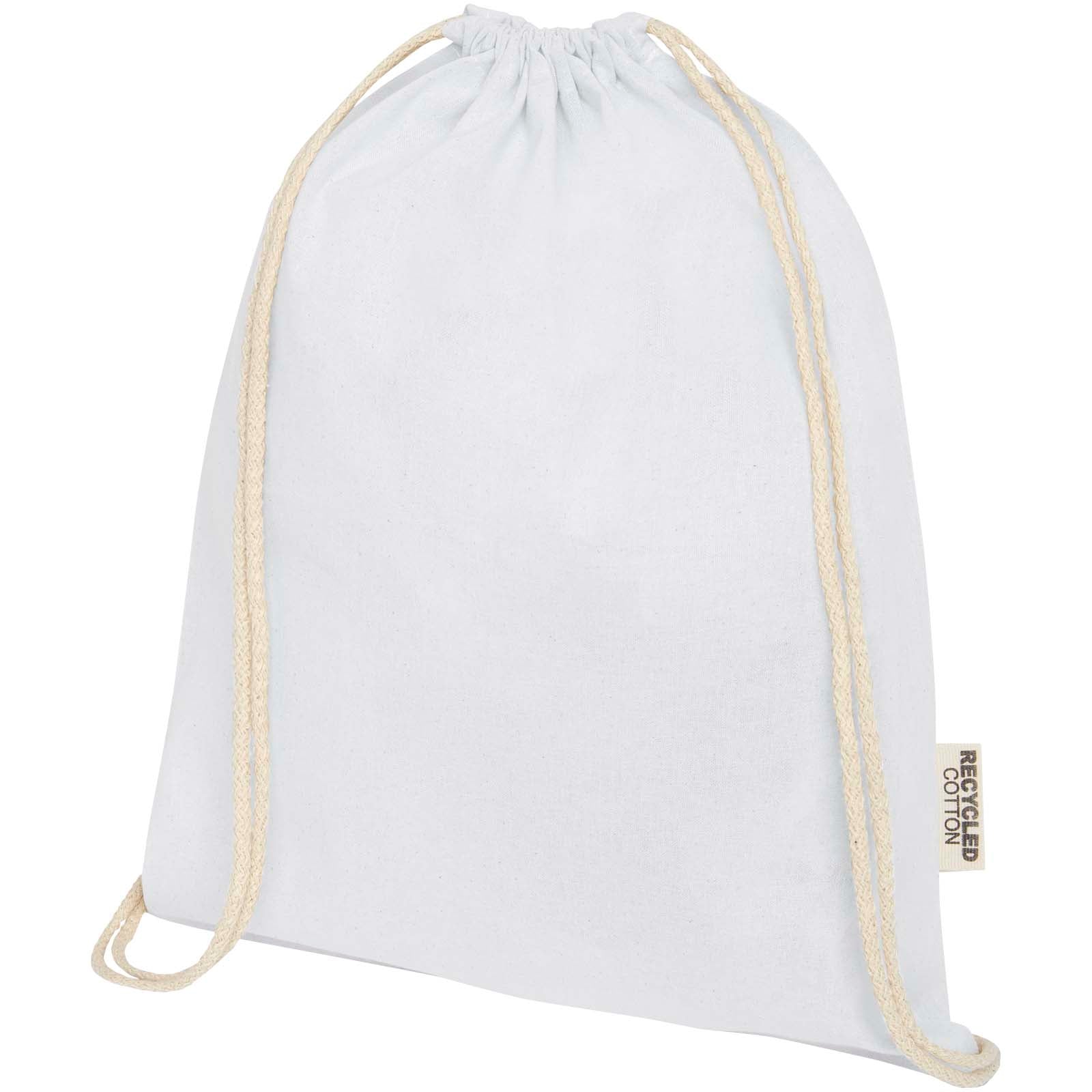 Borsa con cordoncino in cotone riciclato certificato GRS da 140 g/m² Oregon