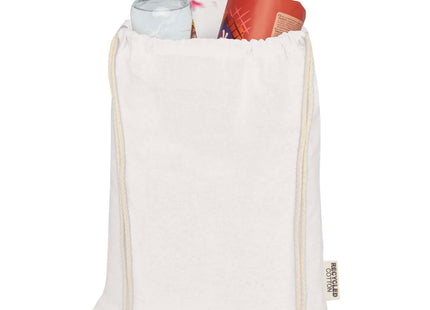 Borsa con cordoncino in cotone riciclato certificato GRS da 140 g/m² Oregon