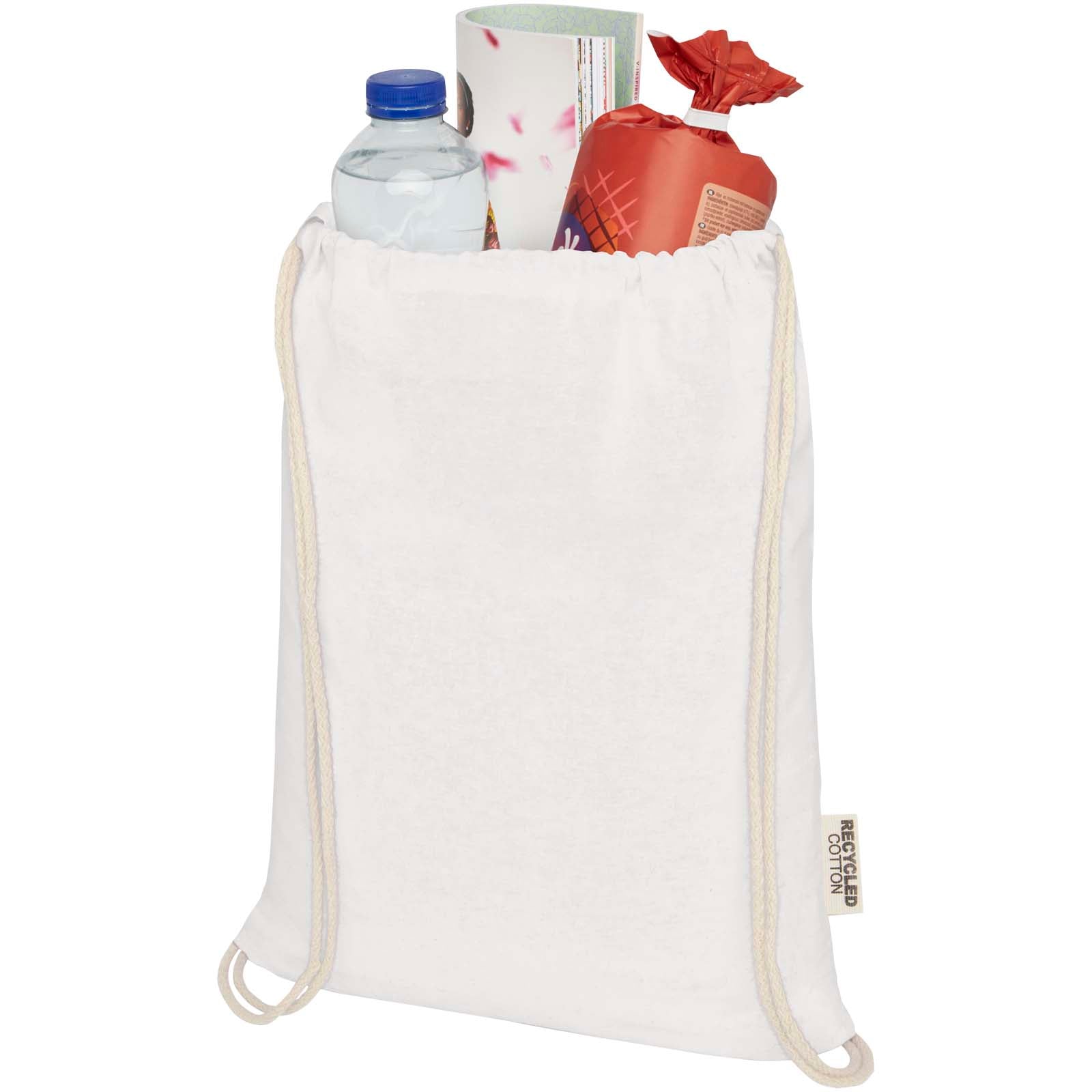 Borsa con cordoncino in cotone riciclato certificato GRS da 140 g/m² Oregon
