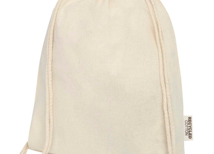 Borsa con cordoncino in cotone riciclato certificato GRS da 140 g/m² Oregon