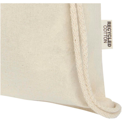 Borsa con cordoncino in cotone riciclato certificato GRS da 140 g/m² Oregon