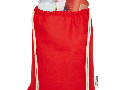 Borsa con cordoncino in cotone riciclato certificato GRS da 140 g/m² Oregon