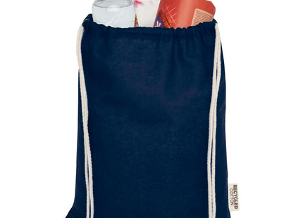 Borsa con cordoncino in cotone riciclato certificato GRS da 140 g/m² Oregon