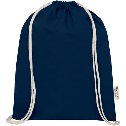Borsa con cordoncino in cotone riciclato certificato GRS da 140 g/m² Oregon