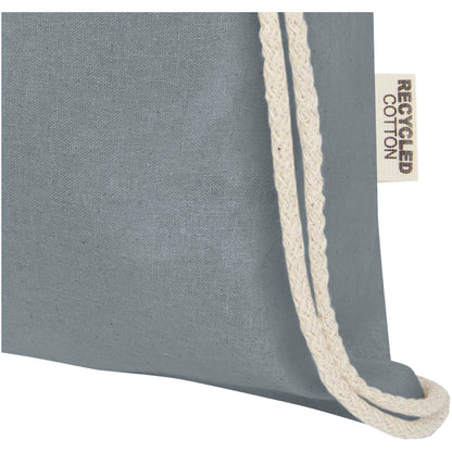 Borsa con cordoncino in cotone riciclato certificato GRS da 140 g/m² Oregon