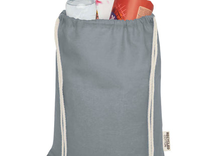 Borsa con cordoncino in cotone riciclato certificato GRS da 140 g/m² Oregon