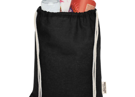 Borsa con cordoncino in cotone riciclato certificato GRS da 140 g/m² Oregon