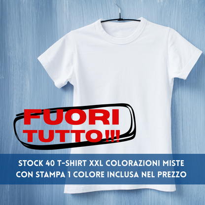 Stock 40 t-shirt XXL colori misti con stampa inclusa.