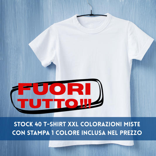 Stock 40 t-shirt XXL colori misti con stampa inclusa.
