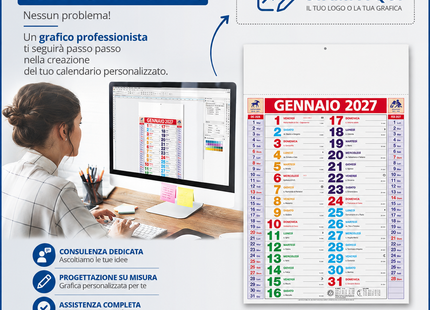 Calendario olandese personalizzato 2027 Multicolor